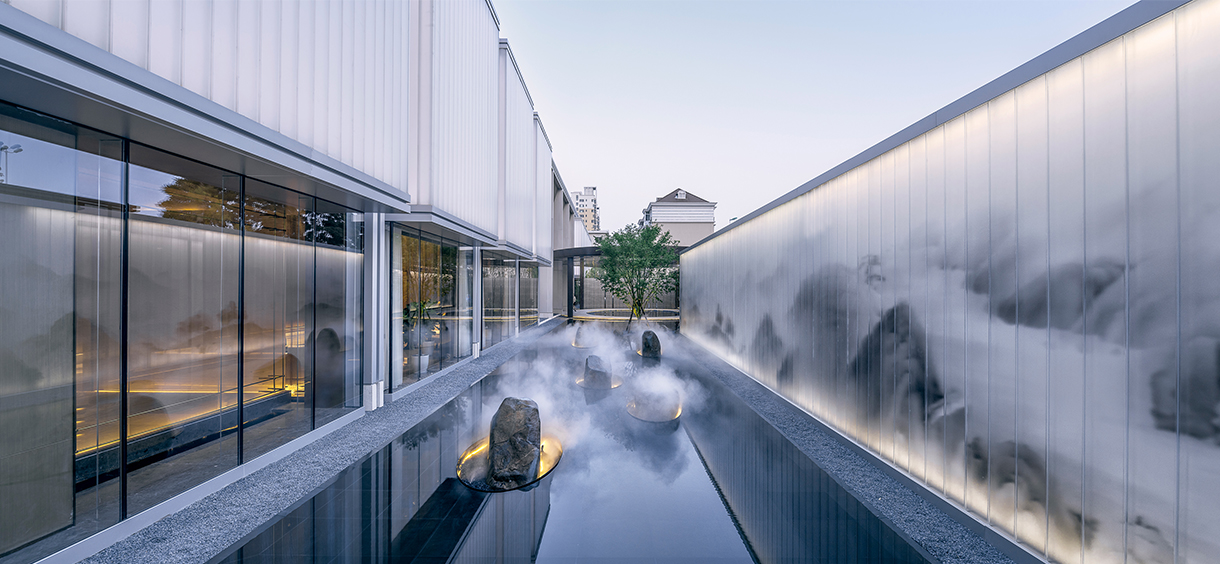 Store front and water feature