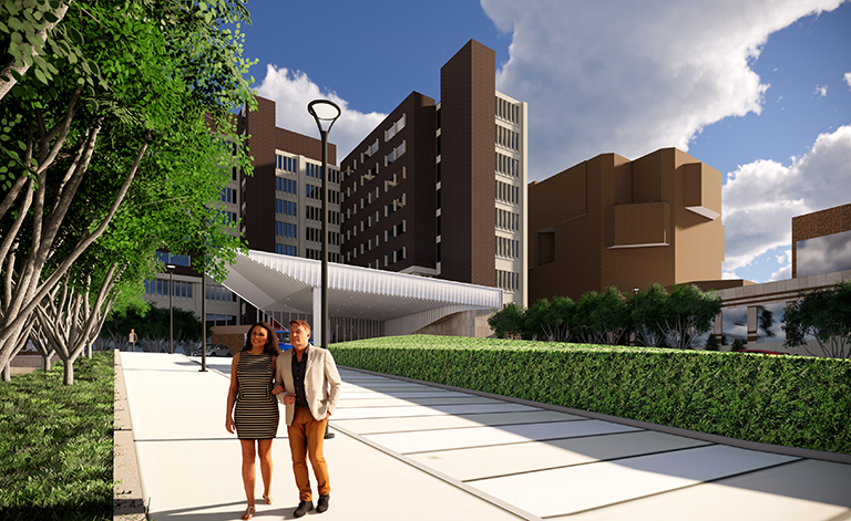 Rendering of canopy entrance from a distance
