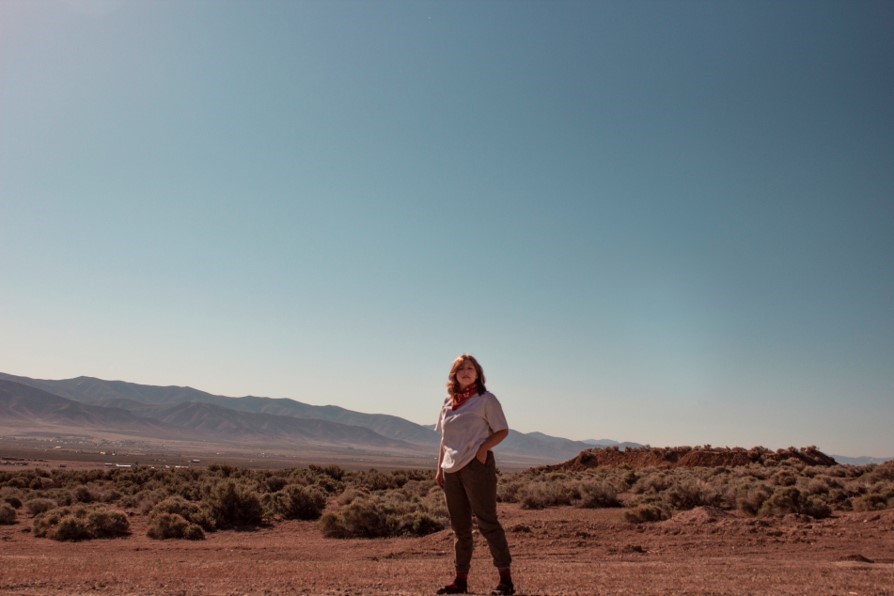 woman in mountainous landscape