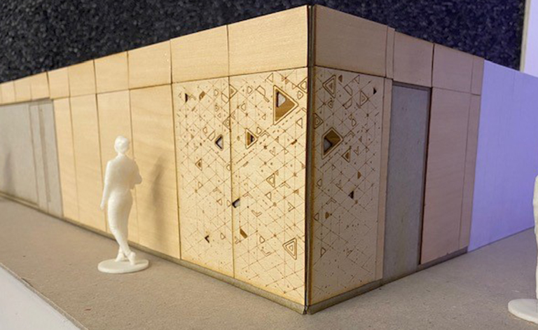 Small scale model of wood wall design